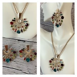 🐘 GP Creative Multicolored Illusion Earring and Necklace Set